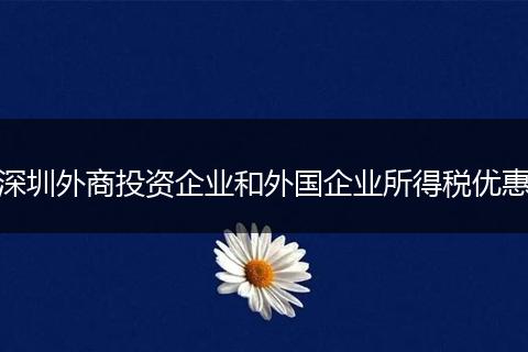 深圳外商投資企業(yè)和外國(guó)企業(yè)所得稅優(yōu)惠