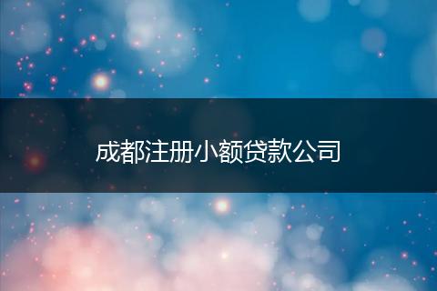 成都注冊(cè)小額貸款公司