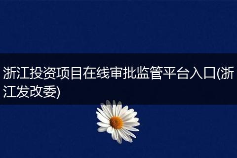 浙江投資項(xiàng)目在線審批監(jiān)管平臺(tái)入口(浙江發(fā)改委)