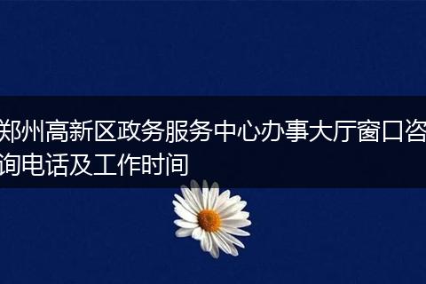 鄭州高新區(qū)政務(wù)服務(wù)中心辦事大廳窗口咨詢電話及工作時(shí)間