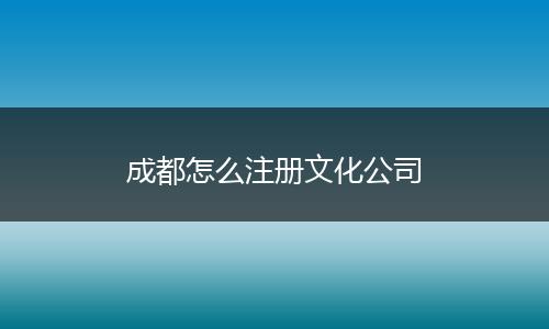 成都怎么注冊文化公司