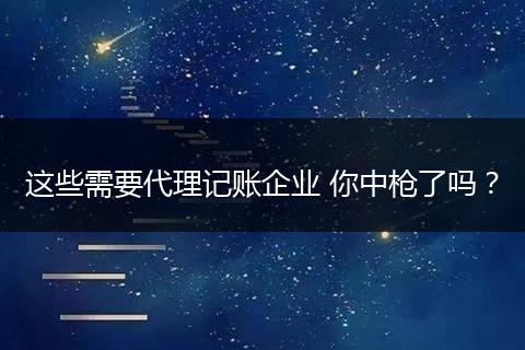 這些需要代理記賬企業(yè) 你中槍了嗎？