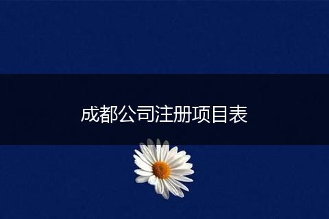 成都公司注冊(cè)項(xiàng)目表