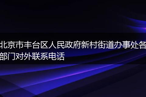 北京市豐臺區(qū)人民政府新村街道辦事處各部門對外聯(lián)系電話