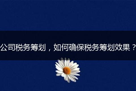 公司稅務(wù)籌劃，如何確保稅務(wù)籌劃效果？