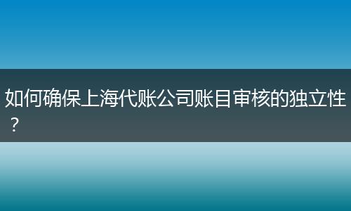如何確保上海代賬公司賬目審核的獨立性?