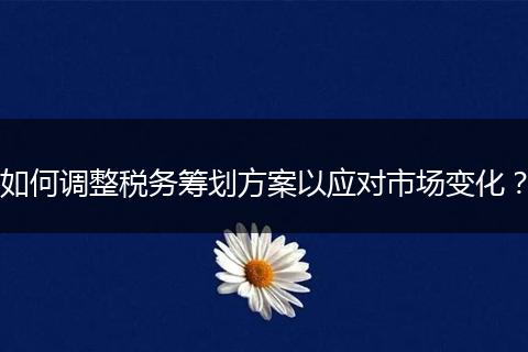 如何調(diào)整稅務(wù)籌劃方案以應(yīng)對市場變化？