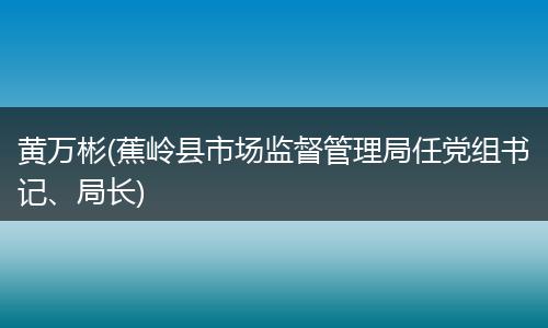 黃萬(wàn)彬(蕉嶺縣市場(chǎng)監(jiān)督管理局任黨組書(shū)記、局長(zhǎng))