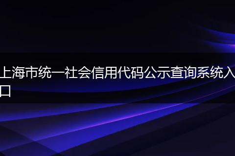 上海市統(tǒng)一社會(huì)信用代碼公示查詢系統(tǒng)入口
