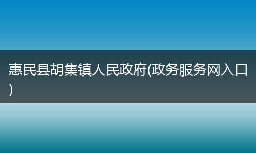 惠民縣胡集鎮(zhèn)人民政府(政務(wù)服務(wù)網(wǎng)入口)