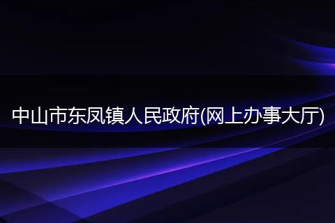 中山市東鳳鎮(zhèn)人民政府(網(wǎng)上辦事大廳)