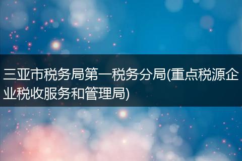 三亞市稅務(wù)局第一稅務(wù)分局(重點(diǎn)稅源企業(yè)稅收服務(wù)和管理局)