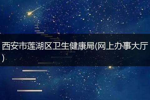 西安市蓮湖區(qū)衛(wèi)生健康局(網上辦事大廳)