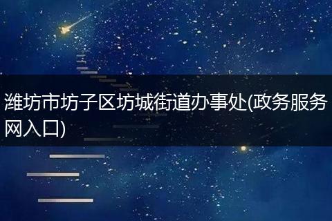 濰坊市坊子區(qū)坊城街道辦事處(政務(wù)服務(wù)網(wǎng)入口)