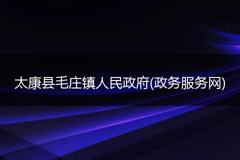 太康縣毛莊鎮(zhèn)人民政府(政務服務網(wǎng))