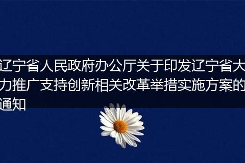 遼寧省人民政府辦公廳關于印發(fā)遼寧省大力推廣支持創(chuàng)新相關改革舉措實施方案的通知