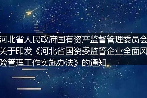 河北省人民政府國(guó)有資產(chǎn)監(jiān)督管理委員會(huì)關(guān)于印發(fā)《河北省國(guó)資委監(jiān)管企業(yè)全面風(fēng)險(xiǎn)管理工作實(shí)施辦法》的通知