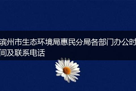 濱州市生態(tài)環(huán)境局惠民分局各部門辦公時(shí)間及聯(lián)系電話