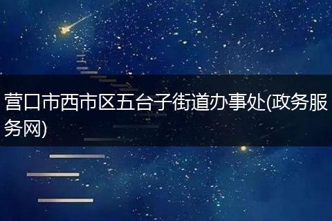 營口市西市區(qū)五臺子街道辦事處(政務(wù)服務(wù)網(wǎng))