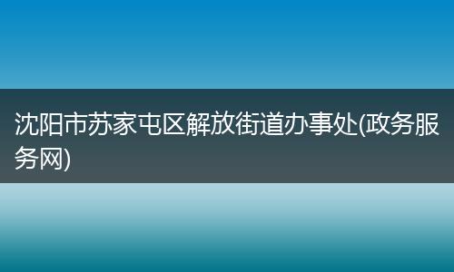 沈陽市蘇家屯區(qū)解放街道辦事處(政務服務網)