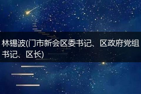 林錫波(門(mén)市新會(huì)區(qū)委書(shū)記、區(qū)政府黨組書(shū)記、區(qū)長(zhǎng))