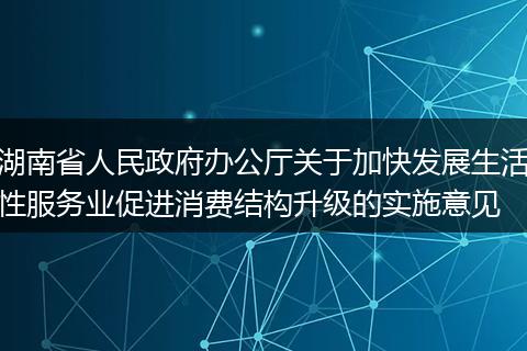 湖南省人民政府辦公廳關(guān)于加快發(fā)展生活性服務(wù)業(yè)促進(jìn)消費結(jié)構(gòu)升級的實施意見
