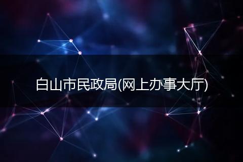 白山市民政局(網(wǎng)上辦事大廳)