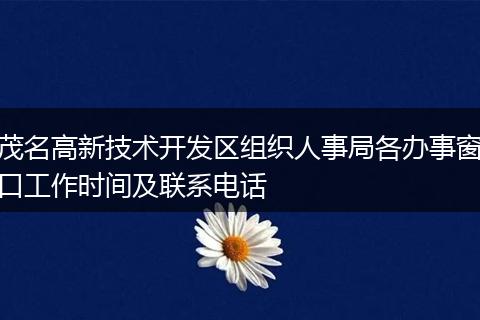茂名高新技術(shù)開發(fā)區(qū)組織人事局各辦事窗口工作時間及聯(lián)系電話
