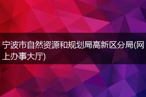 寧波市自然資源和規(guī)劃局高新區(qū)分局(網(wǎng)上辦事大廳)