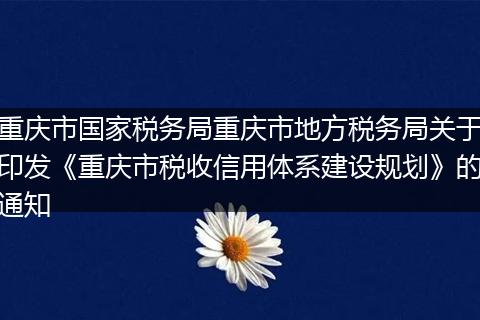 重慶市國(guó)家稅務(wù)局重慶市地方稅務(wù)局關(guān)于印發(fā)《重慶市稅收信用體系建設(shè)規(guī)劃》的通知