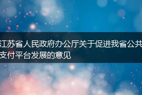 江蘇省人民政府辦公廳關(guān)于促進(jìn)我省公共支付平臺(tái)發(fā)展的意見(jiàn)