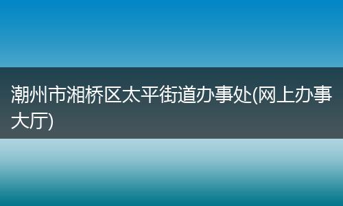潮州市湘橋區(qū)太平街道辦事處(網(wǎng)上辦事大廳)