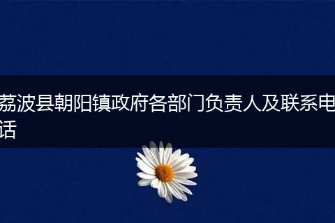 荔波縣朝陽鎮(zhèn)政府各部門負責人及聯(lián)系電話