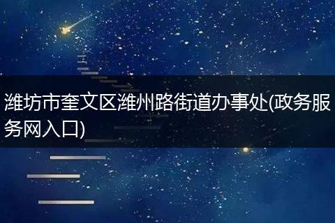 濰坊市奎文區(qū)濰州路街道辦事處(政務(wù)服務(wù)網(wǎng)入口)