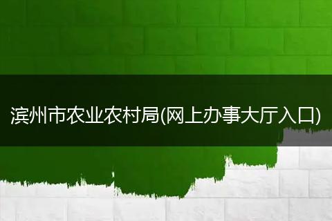濱州市農(nóng)業(yè)農(nóng)村局(網(wǎng)上辦事大廳入口)