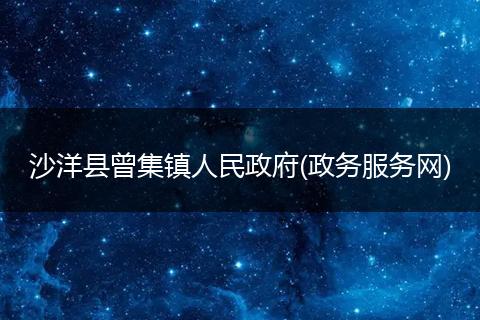 沙洋縣曾集鎮(zhèn)人民政府(政務服務網)