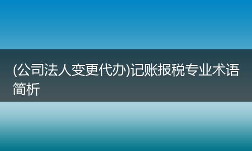 (公司法人變更代辦)記賬報(bào)稅專業(yè)術(shù)語(yǔ)簡(jiǎn)析