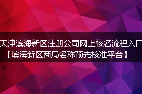 天津濱海新區(qū)注冊公司網上核名流程入口-【濱海新區(qū)商局名稱預先核準平臺】