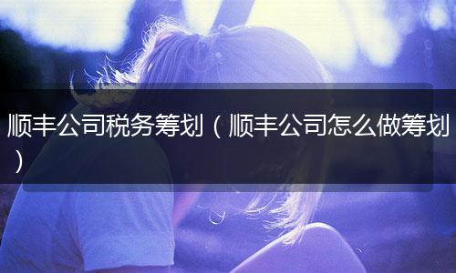順豐公司稅務(wù)籌劃（順豐公司怎么做籌劃）
