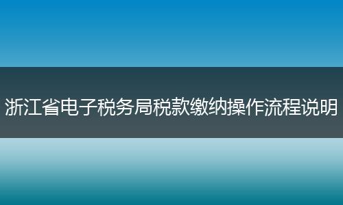 浙江省電子稅務(wù)局稅款繳納操作流程說(shuō)明