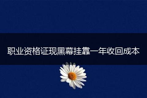 職業(yè)資格證現(xiàn)黑幕掛靠一年收回成本
