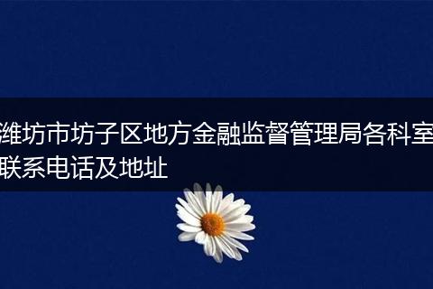 濰坊市坊子區(qū)地方金融監(jiān)督管理局各科室聯(lián)系電話及地址