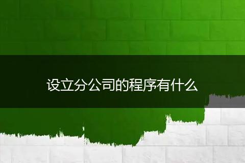 設(shè)立分公司的程序有什么