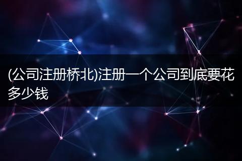 (公司注冊橋北)注冊一個公司到底要花多少錢