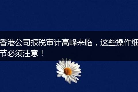 香港公司報稅審計高峰來臨，這些操作細節(jié)必須注意！