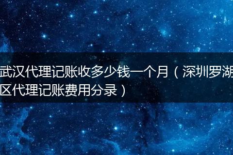 武漢代理記賬收多少錢一個(gè)月（深圳羅湖區(qū)代理記賬費(fèi)用分錄）