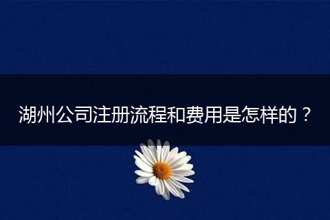 湖州公司注冊(cè)流程和費(fèi)用是怎樣的？