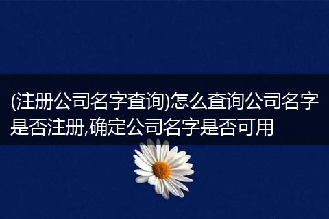 (注冊公司名字查詢)怎么查詢公司名字是否注冊,確定公司名字是否可用