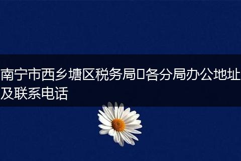 南寧市西鄉(xiāng)塘區(qū)稅務(wù)局?各分局辦公地址及聯(lián)系電話