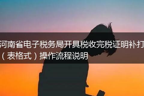 河南省電子稅務局開具稅收完稅證明補打（表格式）操作流程說明